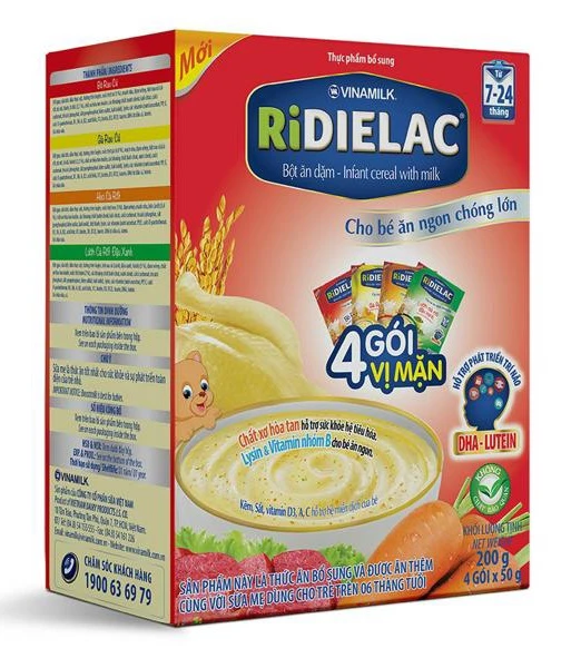 Bột Ăn Dặm RIDIELAC 4 Gói Vị Mặn - Hộp 4 Gói x 50g