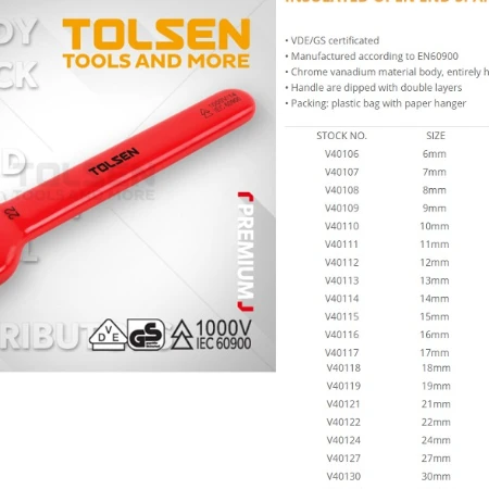 CHÌA KHÓA MIỆNG CÁCH ĐIỆN TOLSEN V40121 21mm TOLSEN V40121