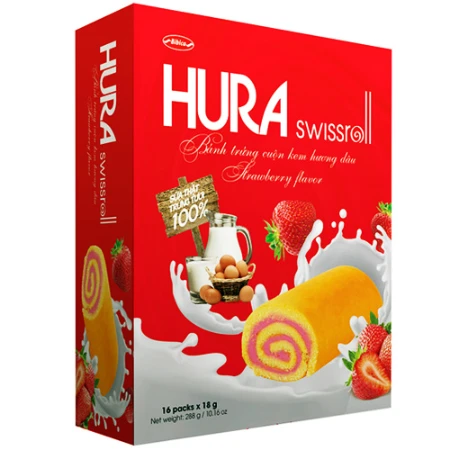 Hura Swissroll hộp kín Dâu 288g