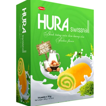 Hura Swissroll hộp kín Cốm 288g