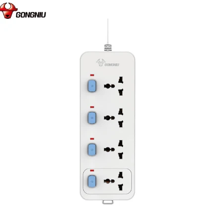 Ổ Cắm Điện Gongniu 4 Ổ Đa Năng 4 Công Tắc – Công Suất 10A/250/2500W – Trắng – Chính Hãng (N3040)